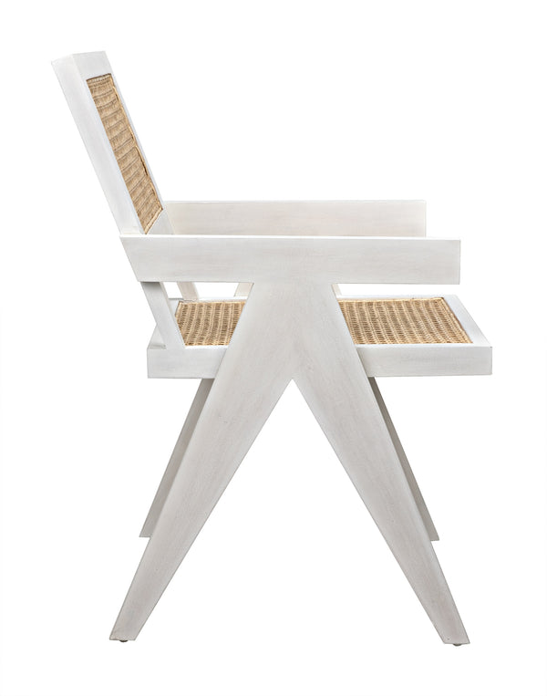 Jude Teak Chair with White Wash Finish and Caning