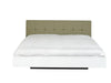 Floating modern King Bed - Grey Upholstery, White
