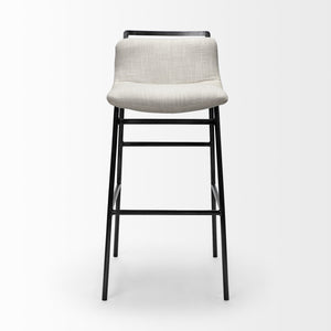 Kavalan 37.5" Total Height Beige Upholstered Seat Gray Metal Frame Bar Stool