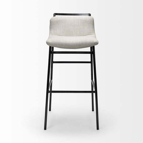 Kavalan 37.5" Total Height Beige Upholstered Seat Gray Metal Frame Bar Stool