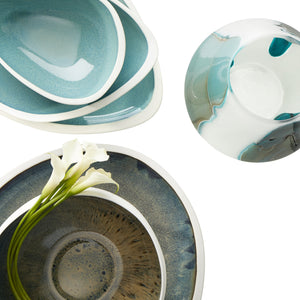 Wide Ferdinand Vase in Green and White