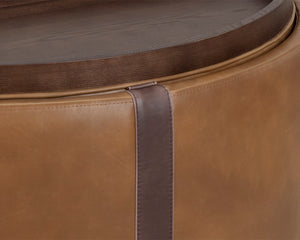 BORELLI WHEELED STORAGE OTTOMAN - TOBACCO TAN / AUTUMN CHESTNUT