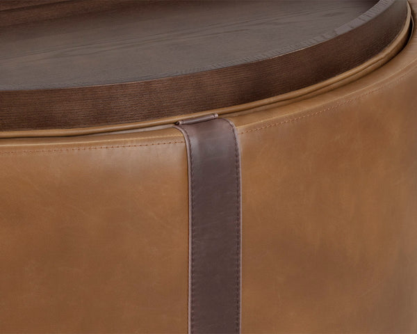 BORELLI WHEELED STORAGE OTTOMAN - TOBACCO TAN / AUTUMN CHESTNUT