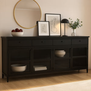 Moe's Henry Metal Sideboard Black with Glass Doors