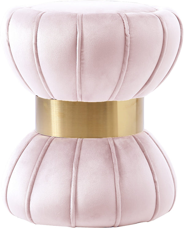 Roberta Ottoman/Stool In Pink Velvet