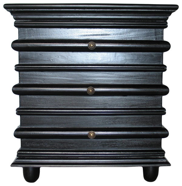 Ascona Mahogany and Veneer Side Table with Brass Pulls in Hand-Rubbed Black