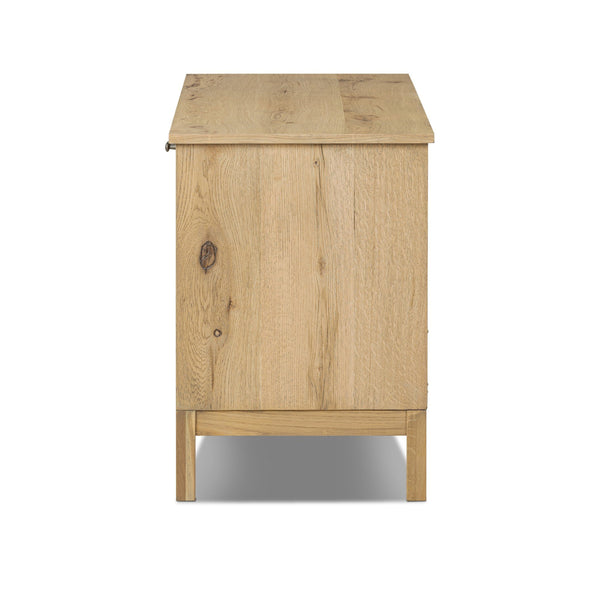 Alessio Media Console - Aged Natural Oak Veneer