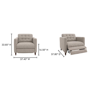 Moe's Bridgers Power Recliner Chair in Warm Grey