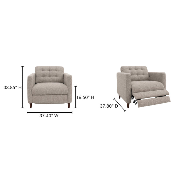Moe's Bridgers Power Recliner Chair in Warm Grey