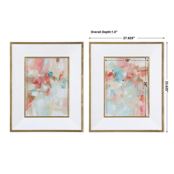 A Touch Of Blush And Rosewood Fences Art, S/2