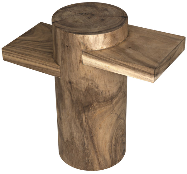 Tabula Munggur Wood Side Table with Semi-Gloss Finish