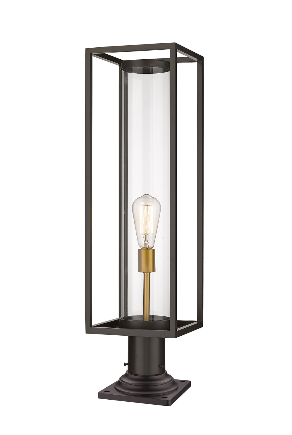 Dunbroch 1 Light Outdoor Pier Mounted Fixture in Deep Bronze + Outdoor Brass Finish