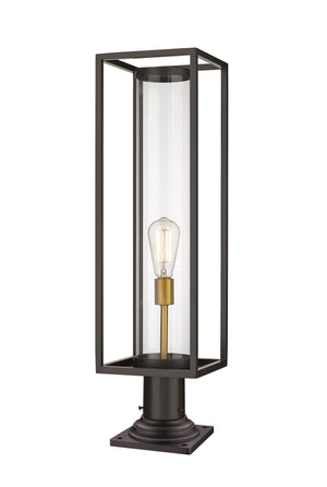 Dunbroch 1 Light Outdoor Pier Mounted Fixture in Deep Bronze + Outdoor Brass Finish