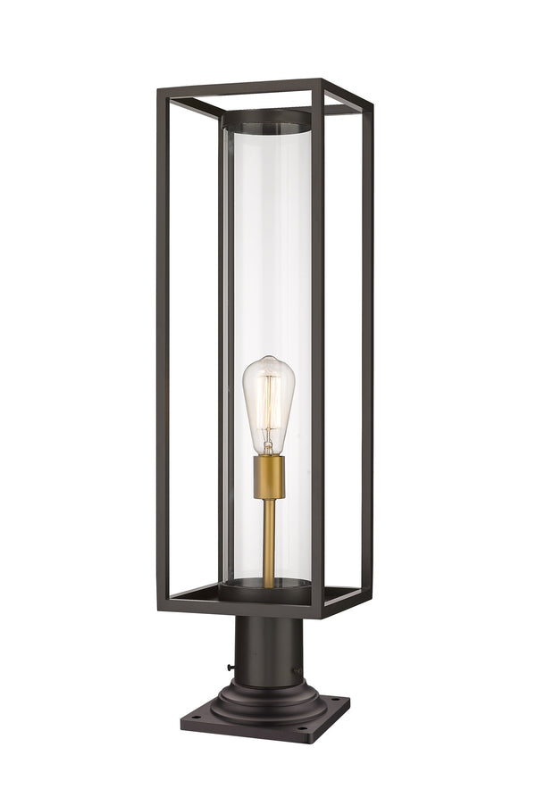 Dunbroch 1 Light Outdoor Pier Mounted Fixture in Deep Bronze + Outdoor Brass Finish