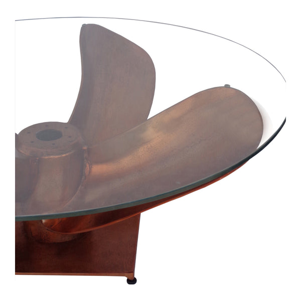 Archimedes Coffee Table Copper with Glass Top