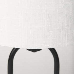 Sarah 15.0L x 10.0W x 22.2H Arched Black Metal W/Marble Cube and White Shade Table Lamp