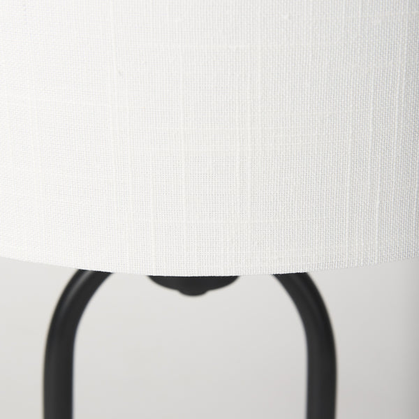 Sarah 15.0L x 10.0W x 22.2H Arched Black Metal W/Marble Cube and White Shade Table Lamp