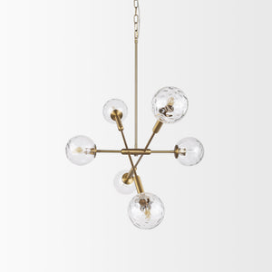 Britton Gold Metal w/ Clear Glass Globes 6-Light Chandelier