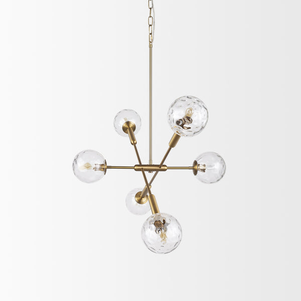 Britton Gold Metal w/ Clear Glass Globes 6-Light Chandelier
