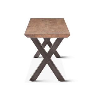 Bern 68" Bench, Smoke Acacia, Natural Steel