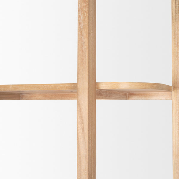 Taylin Light Brown Solid Wood Open Bookshelf