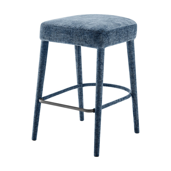 Rylee KD Chenille Backless Counter Stool, Millburry Blue 