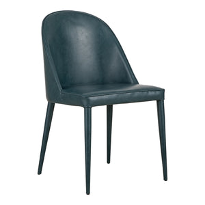 Moe's Burton Dining Chair Set of 2 in Dark Teal Vegan Leather