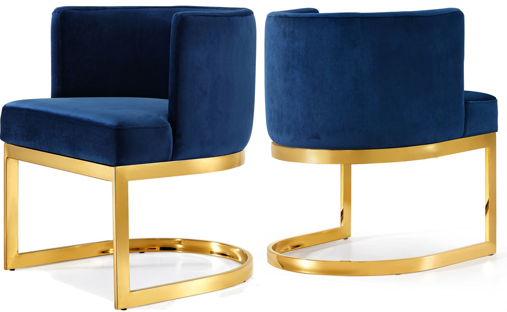 Donna Dining Chair In Navy Velvet and Gold