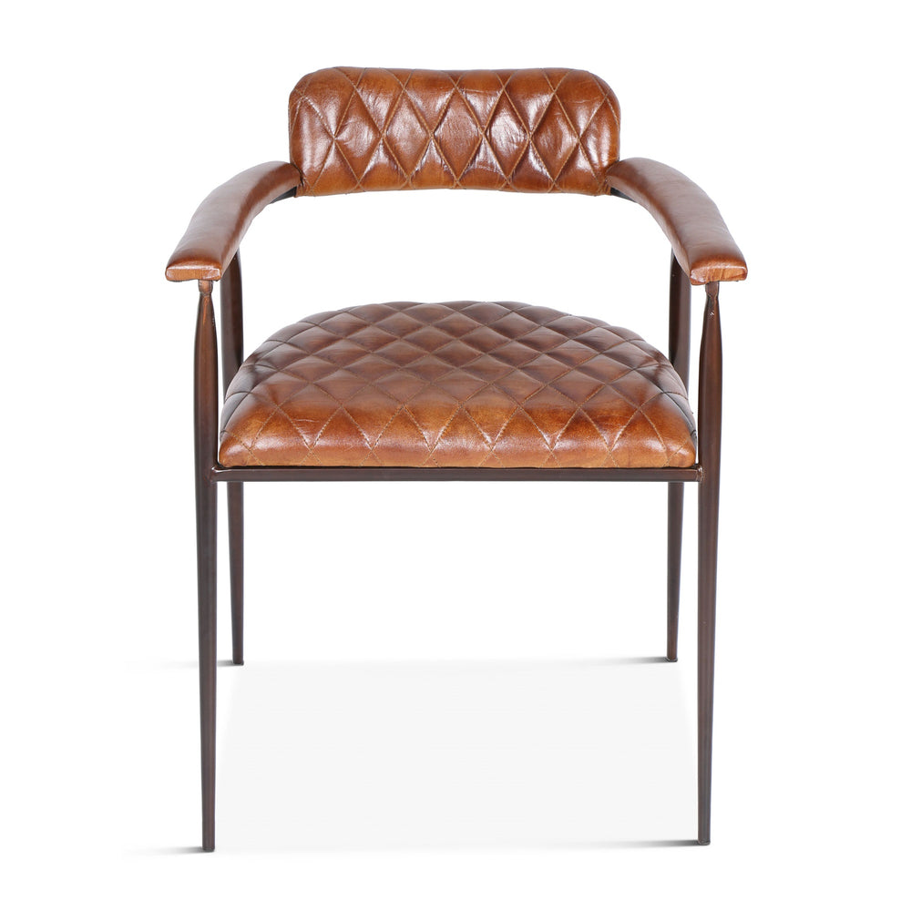 Wellington Collection Iron Chair with Hand Rest & Leather Seat