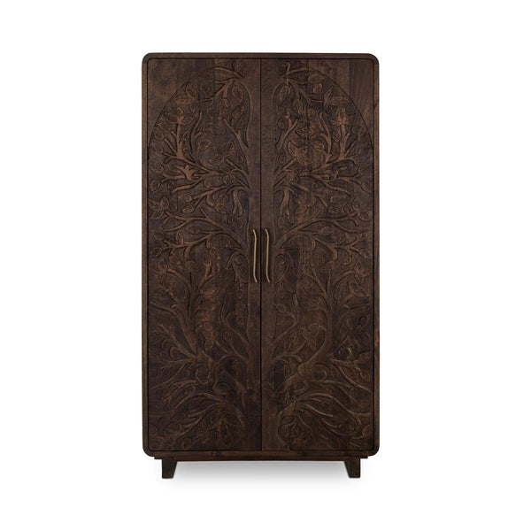 Albero Solid Wood Tall Cabinet in Kona Brown