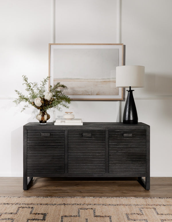 Lorne Media Console In Dark Reeded Totem