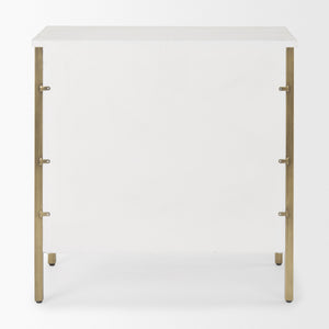 Savannah White Fir Veneer w/ Gold Metal 3-Drawer Accent Cabinet