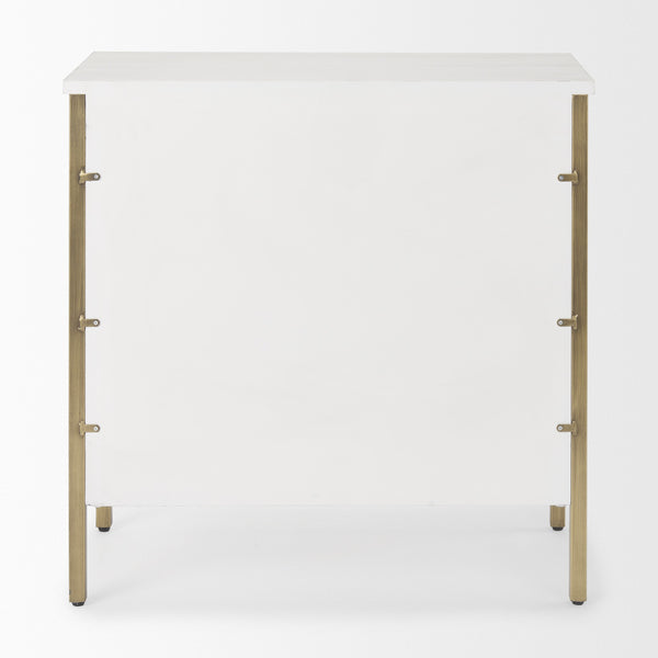 Savannah White Fir Veneer w/ Gold Metal 3-Drawer Accent Cabinet