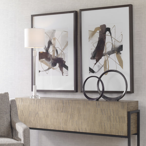 Burgundy Interjection Abstract Prints, Set/2