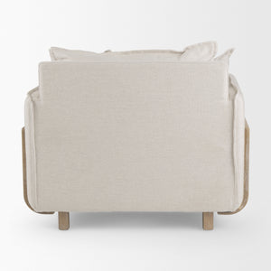 Roy II Beige Upholstered and Brown Wood Frame Arm Chair