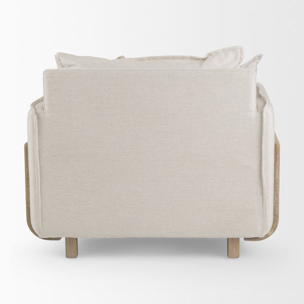 Roy II Beige Upholstered and Brown Wood Frame Arm Chair