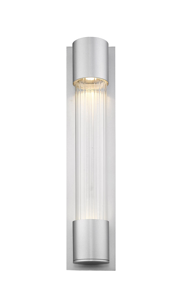 Striate 2 Light Outdoor Wall Sconce in Silver Finish