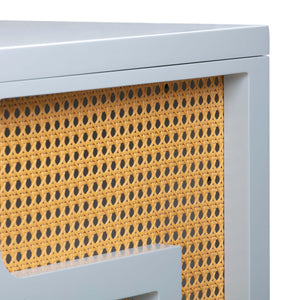 Suzie Pastel Blue & Rattan Executive Desk