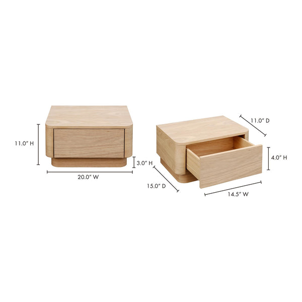 Moe's Round Off Small Nightstand in Light Oak