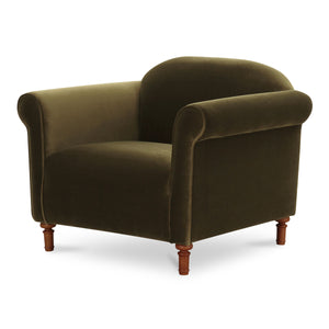 Harmony Accent Chair in Dark Green Faux Mohair