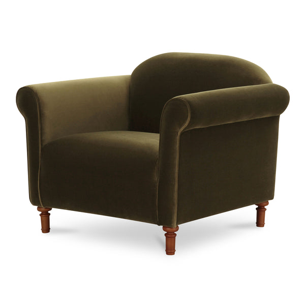 Harmony Accent Chair in Dark Green Faux Mohair