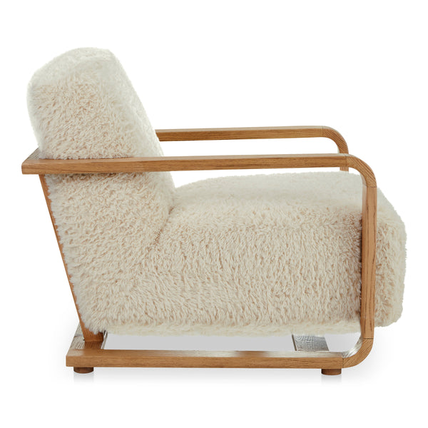 Moe's Eckersley Lounge Chair in Cream Faux Fur