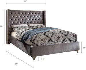 Isabel Queen Bed In Grey Velvet