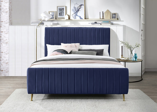 Marcos Full Bed In Navy Velvet