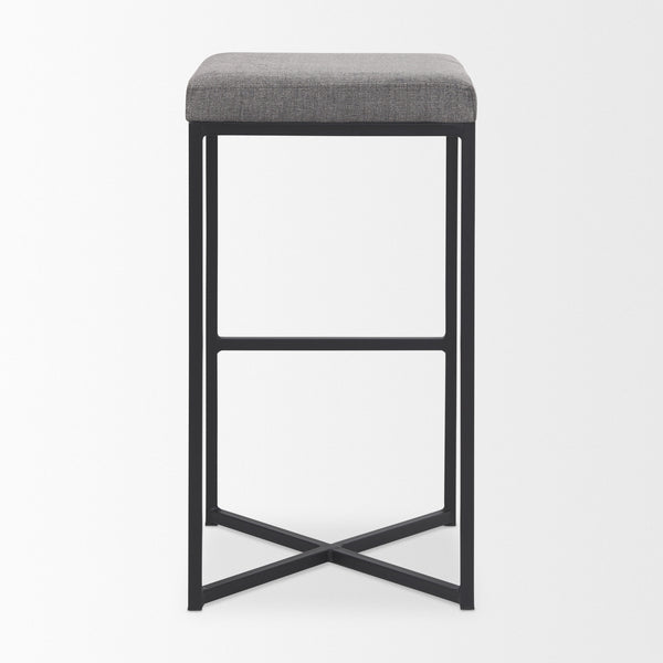 Frodo 16.5L x 16.5W x 29.75H Gray Fabric Seat W/Black Iron Frame Bar Stool