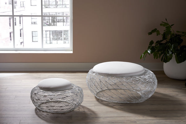 Wire Mesh Stone Stool With Cushion, Small