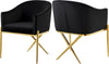 Doris Dining Chair In Black Velvet and Gold