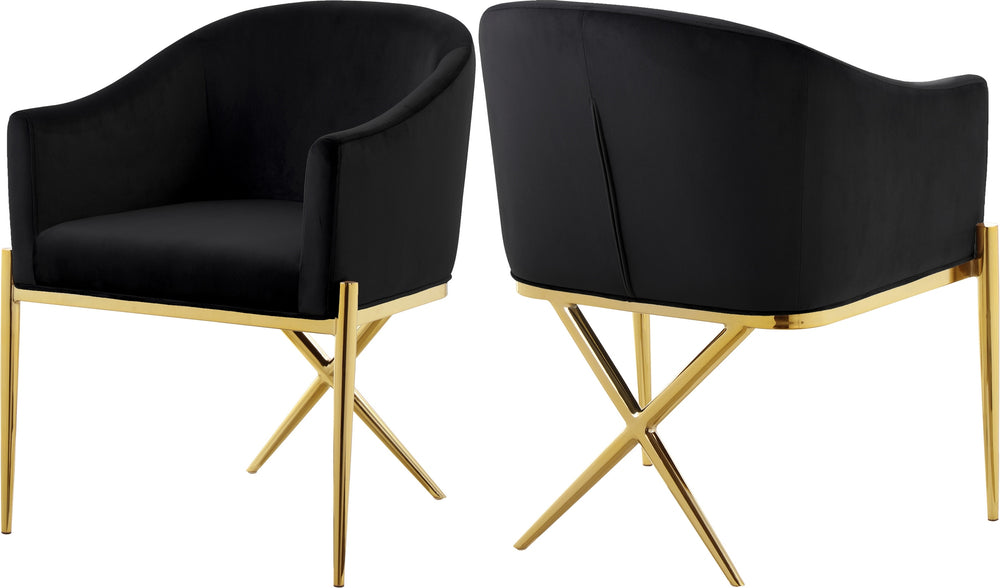 Doris Dining Chair In Black Velvet and Gold