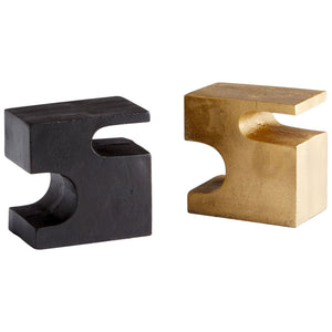 Two-Piece Bookends in Bronze and Brass