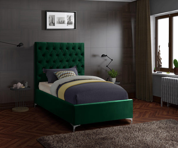 Robin Twin Bed In Green Velvet